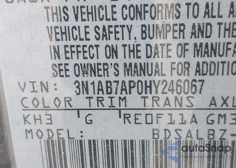 2017 Nissan Sentra S from USA, damaged, VIN 3N1AB7AP0HY246067